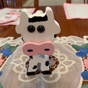 Vintage handmade wood cow